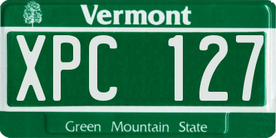 VT license plate XPC127