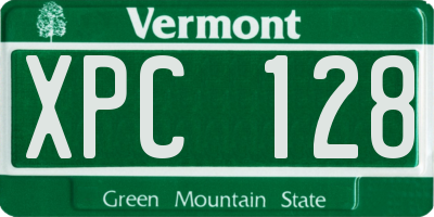 VT license plate XPC128