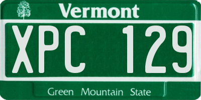 VT license plate XPC129