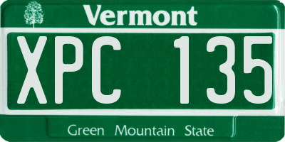 VT license plate XPC135