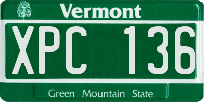 VT license plate XPC136