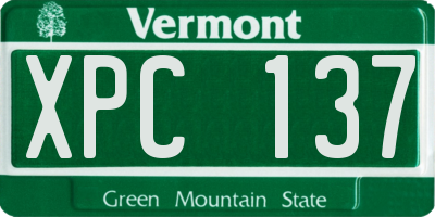 VT license plate XPC137
