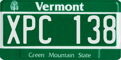 VT license plate XPC138