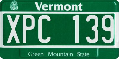 VT license plate XPC139