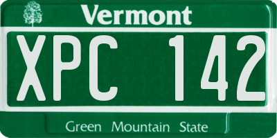 VT license plate XPC142