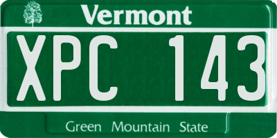 VT license plate XPC143