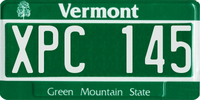 VT license plate XPC145
