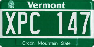 VT license plate XPC147