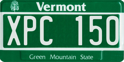 VT license plate XPC150