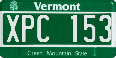 VT license plate XPC153