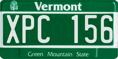 VT license plate XPC156