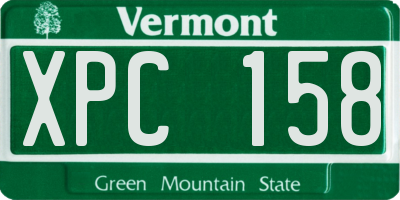 VT license plate XPC158