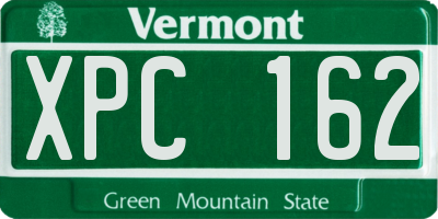 VT license plate XPC162