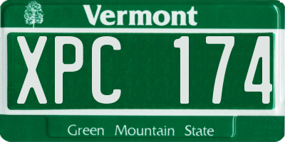 VT license plate XPC174