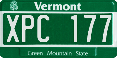 VT license plate XPC177