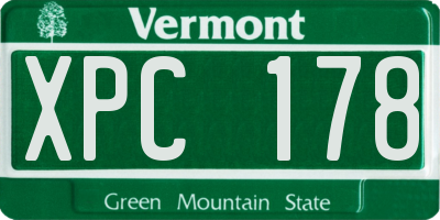 VT license plate XPC178