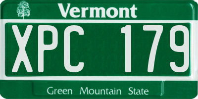 VT license plate XPC179