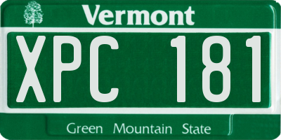 VT license plate XPC181