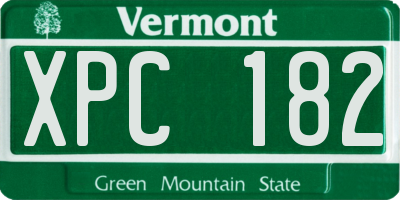 VT license plate XPC182