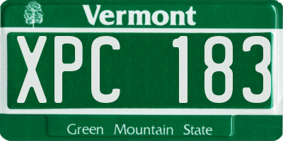 VT license plate XPC183