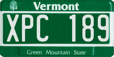 VT license plate XPC189