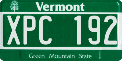 VT license plate XPC192