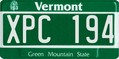 VT license plate XPC194