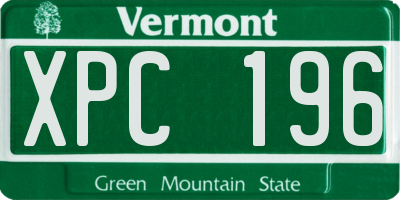 VT license plate XPC196