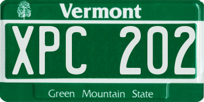 VT license plate XPC202