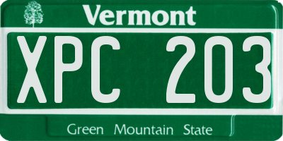 VT license plate XPC203