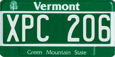 VT license plate XPC206