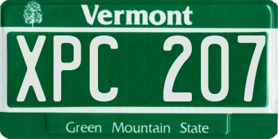 VT license plate XPC207