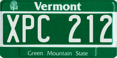 VT license plate XPC212