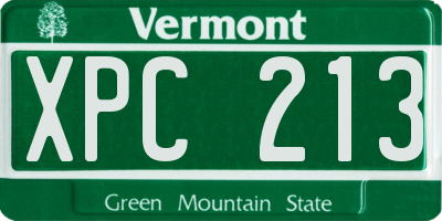 VT license plate XPC213
