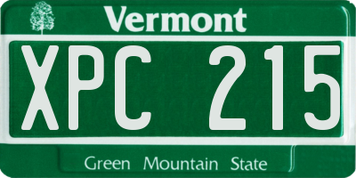 VT license plate XPC215