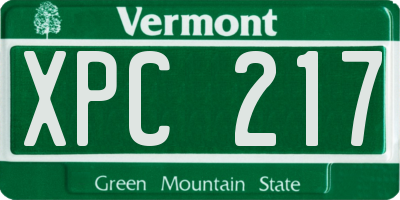 VT license plate XPC217