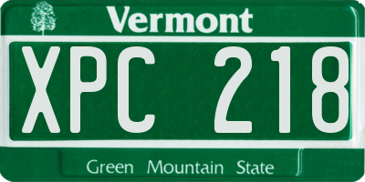 VT license plate XPC218