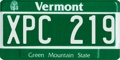 VT license plate XPC219