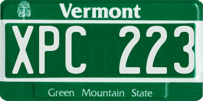 VT license plate XPC223