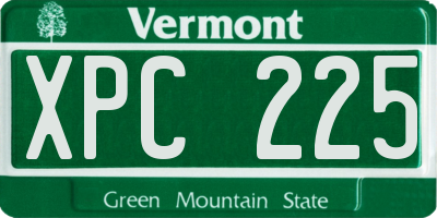 VT license plate XPC225