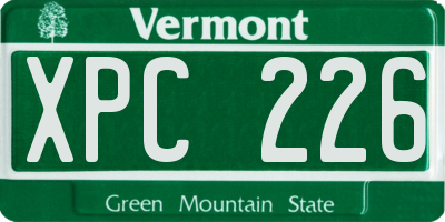 VT license plate XPC226