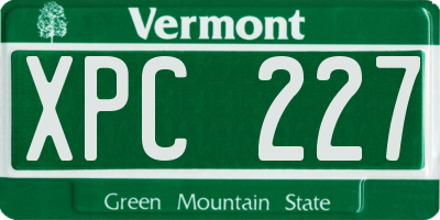 VT license plate XPC227