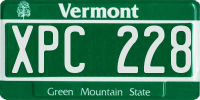 VT license plate XPC228