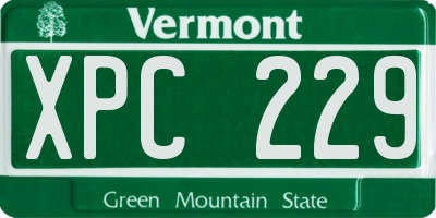 VT license plate XPC229