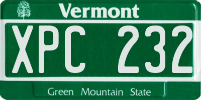 VT license plate XPC232