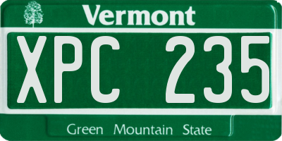 VT license plate XPC235