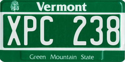 VT license plate XPC238