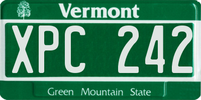 VT license plate XPC242