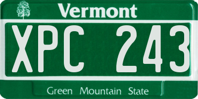 VT license plate XPC243