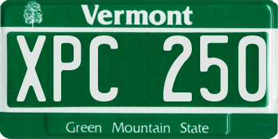 VT license plate XPC250